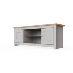 KORVIXA Modern TV Stand Cabinet Unit 2 Door 2 Shelf in Grey - Size: 100 cm x 100 cm - thumbnail 5
