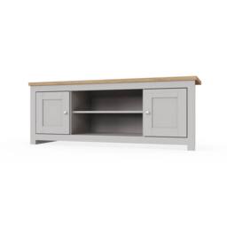 KORVIXA Modern TV Stand Cabinet Unit 2 Door 2 Shelf in Grey - Size: 100 cm x 100 cm - thumbnail 4