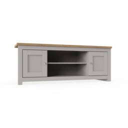 KORVIXA Modern TV Stand Cabinet Unit 2 Door 2 Shelf in Grey - Size: 100 cm x 100 cm - thumbnail 1