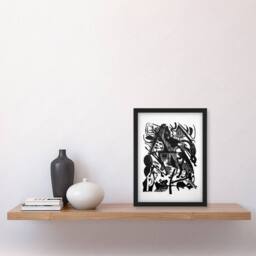 Artery8 Franz Marc Framed Wall Art Birth of the Wolves Abstract Painting in White - Size: A4 - thumbnail 2