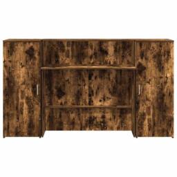 Berkfield Home Reception Desk Smoked Oak 180x50x103.5 cm Engineered Wood in Brown - thumbnail 5