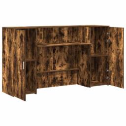 Berkfield Home Reception Desk Smoked Oak 180x50x103.5 cm Engineered Wood in Brown - thumbnail 6