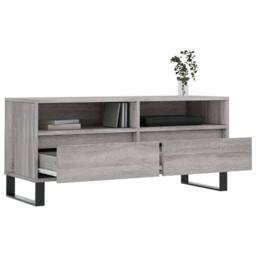 Berkfield Home TV Cabinet Grey Sonoma 100x34.5x44.5 cm Engineered Wood - thumbnail 4