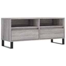 Berkfield Home TV Cabinet Grey Sonoma 100x34.5x44.5 cm Engineered Wood - thumbnail 1