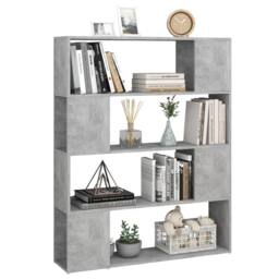 Berkfield Home Book Cabinet Room Divider Concrete Grey 100x24x124 cm - Size: 100 x 24 x 124 cm - thumbnail 4