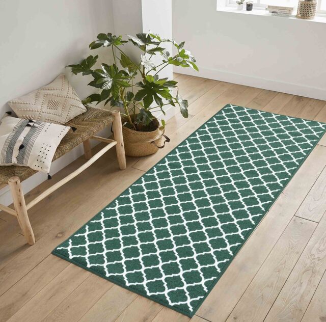 Desire Rugs Anti-Slip Trellis Design Doormat - Machine Washable for Easy Care in Emerald - Size: 40 cm x 60 cm - image 1