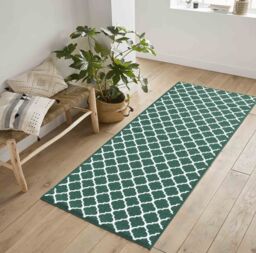 Desire Rugs Anti-Slip Trellis Design Doormat - Machine Washable for Easy Care in Emerald - Size: 40 cm x 60 cm - thumbnail 4