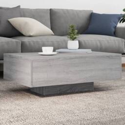 Berkfield Home Coffee Table with LED Lights Grey Sonoma 85x55x31 cm - Size: 85 x 55 x 31 cm - thumbnail 2