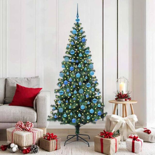 Berkfield Home Artificial Pre-lit Christmas Tree Green 180 cm PVC & Metal - image 1