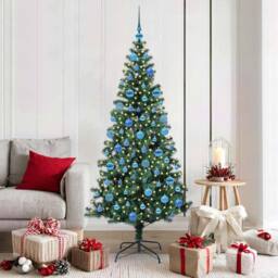 Berkfield Home Artificial Pre-lit Christmas Tree Green 180 cm PVC & Metal