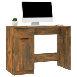 Berkfield Home Desk Smoked Oak 100x50x75 cm Engineered Wood in Brown - Size: 100 x 50 x 75 cm - thumbnail 4