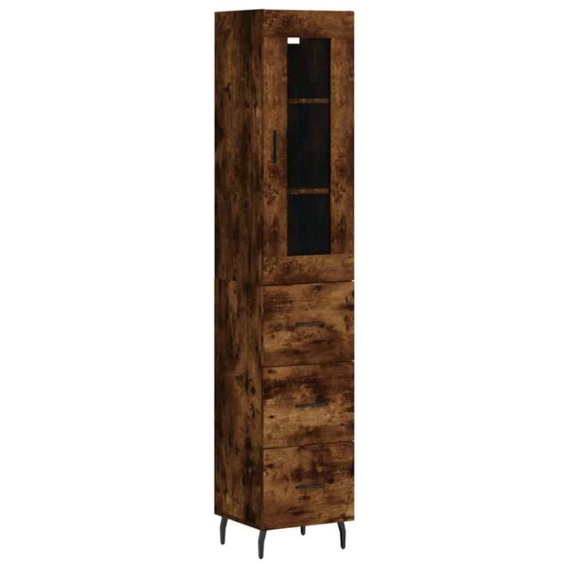 Berkfield Home Highboard Smoked Oak 34.5x34x180 cm Engineered Wood in Brown - image 1