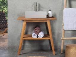 Vente-unique Teak Bathroom Unit With Single Basin - 80 Cm - BOBOTSARI in Light Oak - thumbnail 2