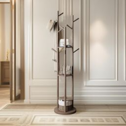 FURNOS Rotating 360 Wooden Coat Stand With 9 Hooks in Brown - thumbnail 2