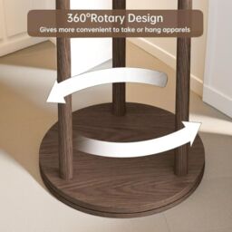 FURNOS Rotating 360 Wooden Coat Stand With 9 Hooks in Brown - thumbnail 5