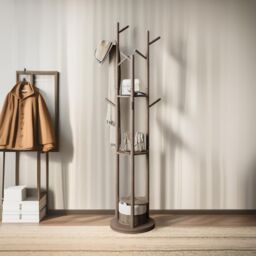 FURNOS Rotating 360 Wooden Coat Stand With 9 Hooks in Brown - thumbnail 3