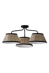 ValueLights Clara Black 3 Arm Ceiling Light with Pleated Shades & Bulbs - thumbnail 6