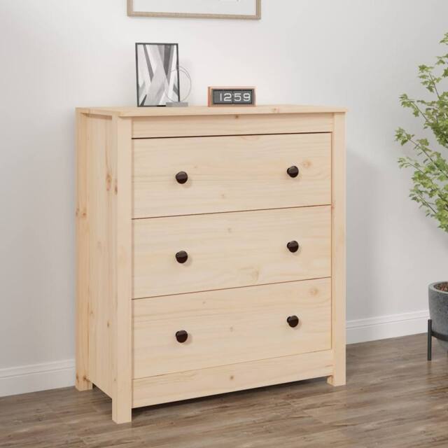 Berkfield Home Sideboard 70x35x80 cm Solid Wood Pine in Light Tan - Size: 70 x 35 x 80 cm - image 1