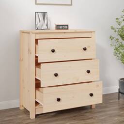 Berkfield Home Sideboard 70x35x80 cm Solid Wood Pine in Light Tan - Size: 70 x 35 x 80 cm - thumbnail 3