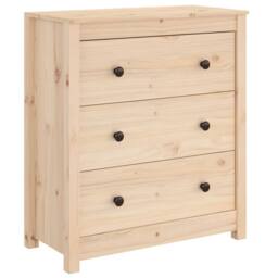 Berkfield Home Sideboard 70x35x80 cm Solid Wood Pine in Light Tan - Size: 70 x 35 x 80 cm - thumbnail 2