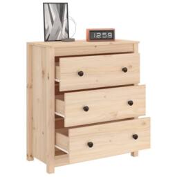 Berkfield Home Sideboard 70x35x80 cm Solid Wood Pine in Light Tan - Size: 70 x 35 x 80 cm - thumbnail 4