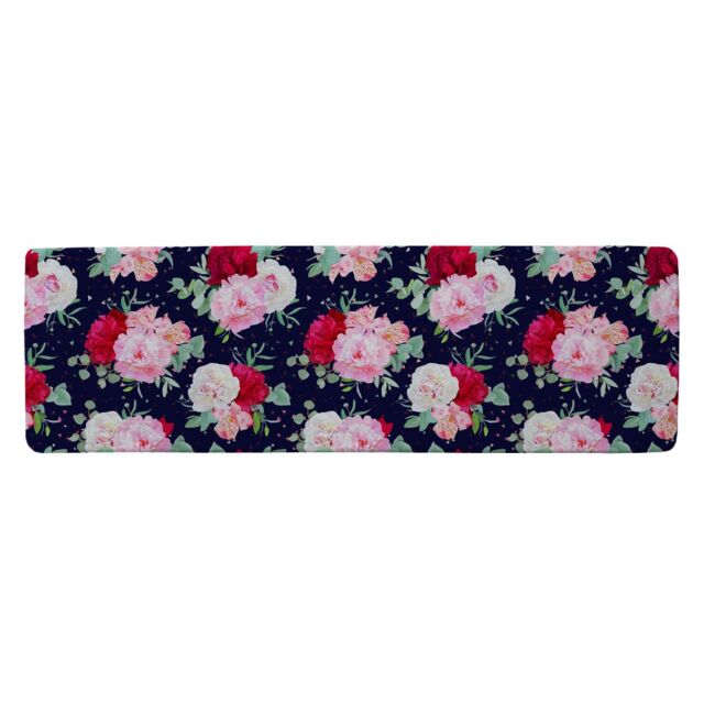 Benjamin Tate Design Roses On Navy Runner Rug in Natural - Size: 67 cm x 230 cm - image 1