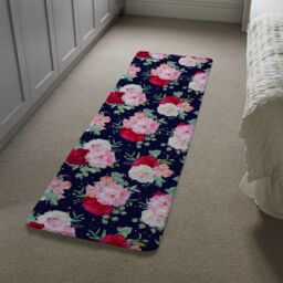 Benjamin Tate Design Roses On Navy Runner Rug in Natural - Size: 67 cm x 230 cm - thumbnail 4