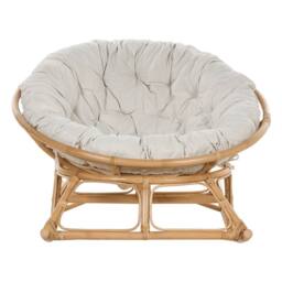 Wyld and Coco Rocking Chair Handwoven Natural Rattan Beige Cotton Cushion Indoor - thumbnail 4