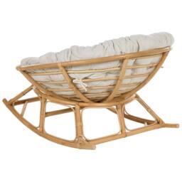 Wyld and Coco Rocking Chair Handwoven Natural Rattan Beige Cotton Cushion Indoor - thumbnail 5