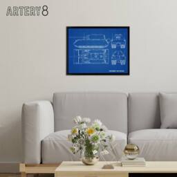 "Artery8 Panzer VIII Maus Super Heavy Tank Blueprint Framed Canvas Wall Art Print in Blue - Size: W12"" x H16""" - thumbnail 3