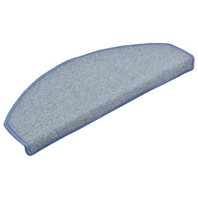 Berkfield Home Comfortable Carpet Stair Treads 15 pcs Light Grey & Blue 65x24x4 cm - Size: Medium - image 1