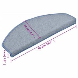 Berkfield Home Comfortable Carpet Stair Treads 15 pcs Light Grey & Blue 65x24x4 cm - Size: Medium - thumbnail 8