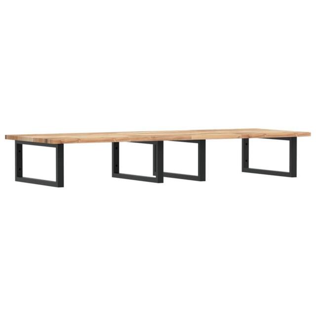 Berkfield Home Basin Shelf Wall Mounted Steel & Solid Wood Acacia in Brown - image 1