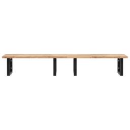 Berkfield Home Basin Shelf Wall Mounted Steel & Solid Wood Acacia in Brown - thumbnail 4