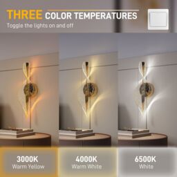 HOMCOM Led Wall Lamp 2 Pack, Modern Indoor Spiral Wall Light in Gold - thumbnail 4