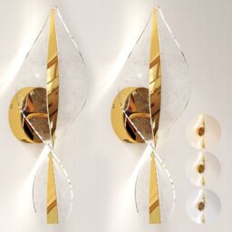 HOMCOM Led Wall Lamp 2 Pack, Modern Indoor Spiral Wall Light in Gold - thumbnail 2