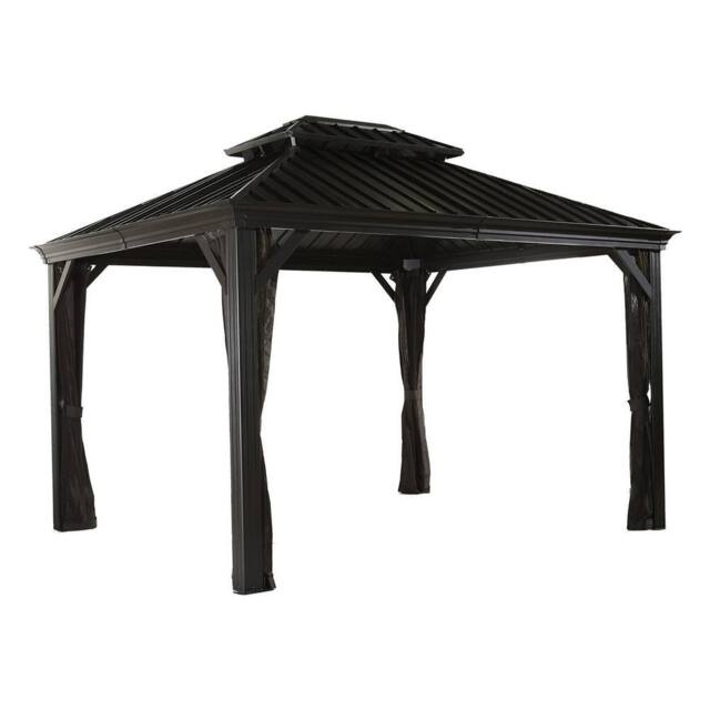 Rowlinsons Sojag Messina Gazebo 3m x 3.7m - Aluminum - L353 x W298 x H291.49 cm in Black - image 1