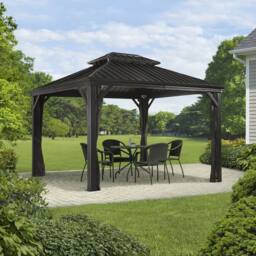Rowlinsons Sojag Messina Gazebo 3m x 3.7m - Aluminum - L353 x W298 x H291.49 cm in Black - thumbnail 3