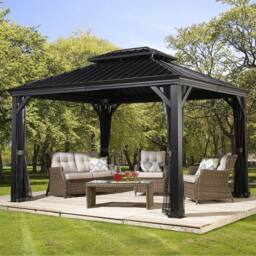 Rowlinsons Sojag Messina Gazebo 3m x 3.7m - Aluminum - L353 x W298 x H291.49 cm in Black - thumbnail 2