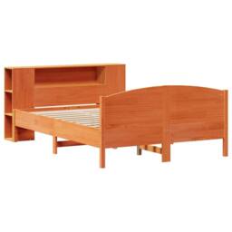 Berkfield Home Bookcase Bed without Mattress Wax Brown 140x200cm Solid Wood Pine - Size: 140x200 cm - thumbnail 3