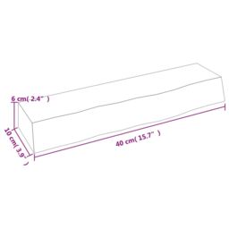Berkfield Home Wall Shelf 40x10x6 cm Untreated Solid Wood Oak in Brown - Size: 40 x 10 x 6 cm - thumbnail 5
