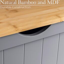 Christow Wooden Laundry Box Bin Grey Bamboo Bathroom Storage Basket Linen Chest - thumbnail 3