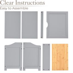 Christow Wooden Laundry Box Bin Grey Bamboo Bathroom Storage Basket Linen Chest - thumbnail 5