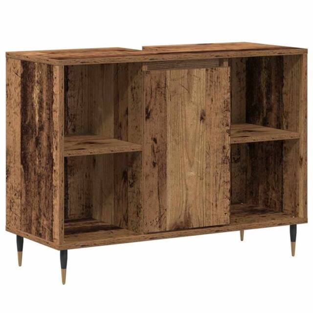 Berkfield Home Rustic Bathroom Vanity Old Wood Solid Wood Medium Storage in Brown - image 1