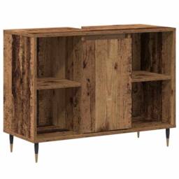 Berkfield Home Rustic Bathroom Vanity Old Wood Solid Wood Medium Storage in Brown - thumbnail 1