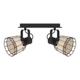 Eglo 2 Set Ceiling Light E27 Black RATTAN ANWICK 1 WBS - thumbnail 2