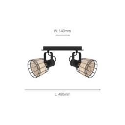 Eglo 2 Set Ceiling Light E27 Black RATTAN ANWICK 1 WBS - thumbnail 4