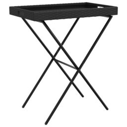 Berkfield Home Folding Tray Table Black 65x40x75 cm Poly Rattan - Size: 65 x 40 x 75 cm - thumbnail 7