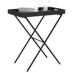 Berkfield Home Folding Tray Table Black 65x40x75 cm Poly Rattan - Size: 65 x 40 x 75 cm - thumbnail 4