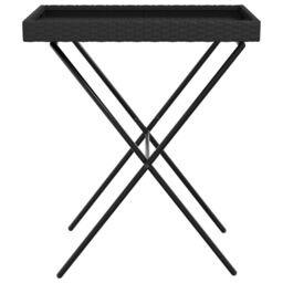 Berkfield Home Folding Tray Table Black 65x40x75 cm Poly Rattan - Size: 65 x 40 x 75 cm - thumbnail 5